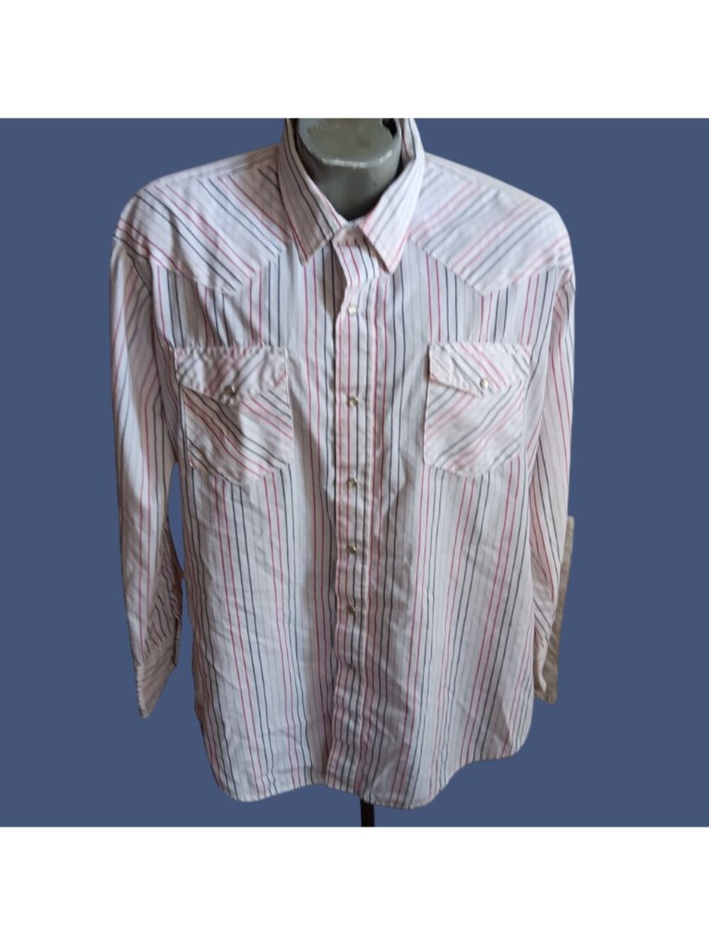 Vintage 1980s Mens Western Shirt XL White Stripes Indy Crispy Dad Grandpa
